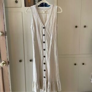 Monteau Natural-Tone Sleeveless Button Front Midi Dress